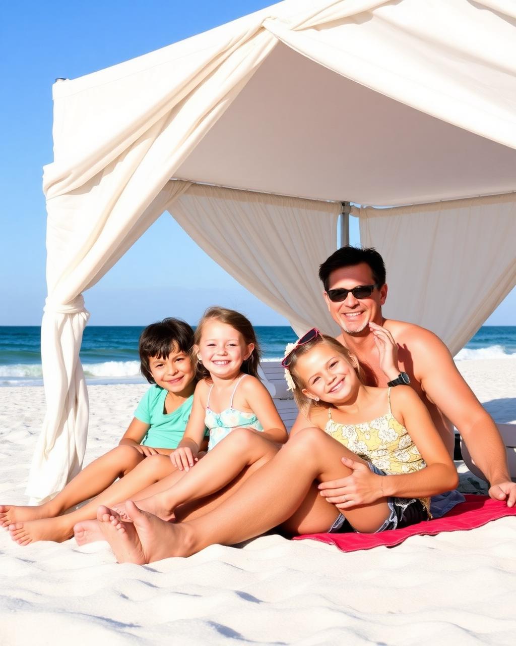 Family enjoying the cabana
